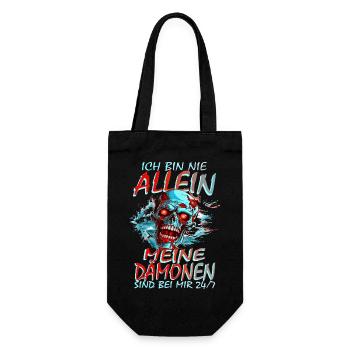 ICH BIN NIE ALLEIN - MEINE DÄMONEN SIND BEI MIR - Geschenkbeutel für Flaschen - Schwarz - Vorne
