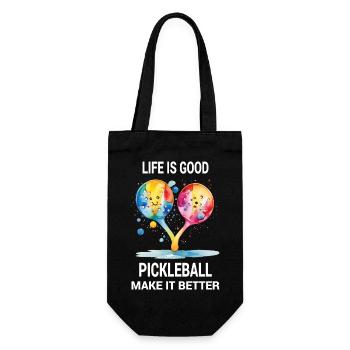 Das Leben ist gut. Pickleball mach's besser - Geschenkbeutel für Flaschen - Schwarz - Vorne