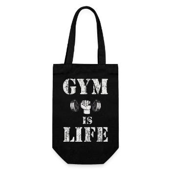 Gym Is Life – Dumbbell Vintage - Gift Bag for Bottles - black - Front