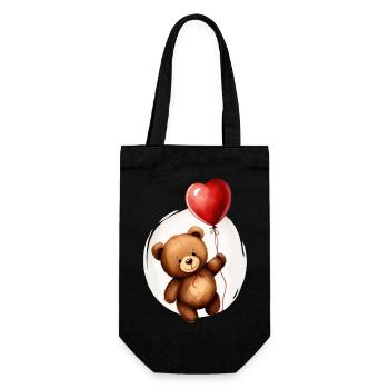 Bär mit Ballon - Geschenkbeutel für Flaschen - Schwarz - Vorne
