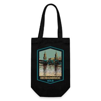 Illustration Oberbaumbrücke, Berlin - Geschenkbeutel für Flaschen - Schwarz - Vorne