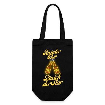 Malle an jeder Bar bin ich der Star - Geschenkbeutel für Flaschen - Schwarz - Vorne