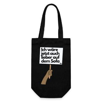 Ich wäre jetzt auch lieber auf dem Sofa - Geschenkbeutel für Flaschen - Schwarz - Vorne