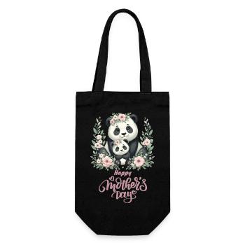 Joyeuse fête des mères Couronne florale maman Panda - Sac à bouteille - noir - Devant
