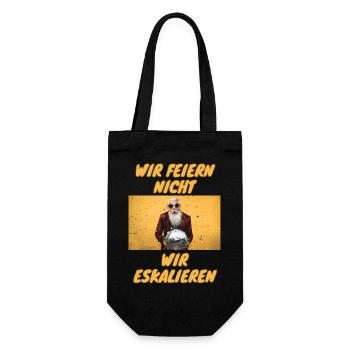 Malle Wir feiern nicht wir eskalieren saufen - Geschenkbeutel für Flaschen - Schwarz - Vorne