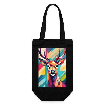 Tête de cerf colorée - Sac à bouteille - noir - Devant