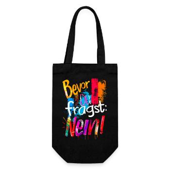 Bevor Du fragst: NEIN! - Geschenkbeutel für Flaschen - Schwarz - Vorne