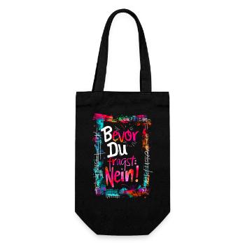 Bevor Du fragst: NEIN! - Geschenkbeutel für Flaschen - Schwarz - Vorne