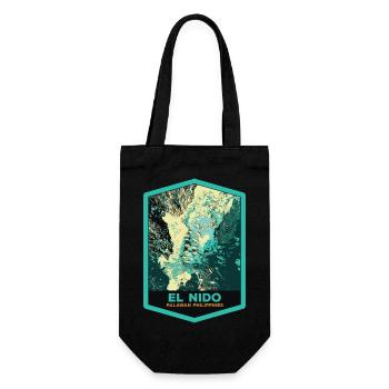 Luftaufnahme von El Nido und Fischerbooten, Palawan - Geschenkbeutel für Flaschen - Schwarz - Vorne