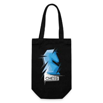 Schach Pferd Origami abstrakt Symbol Illustration - Geschenkbeutel für Flaschen - Schwarz - Vorne
