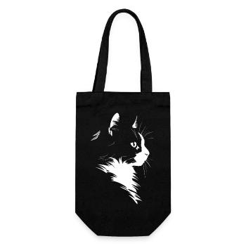 Cat, Cat Motif - Gift Bag for Bottles - black - Front
