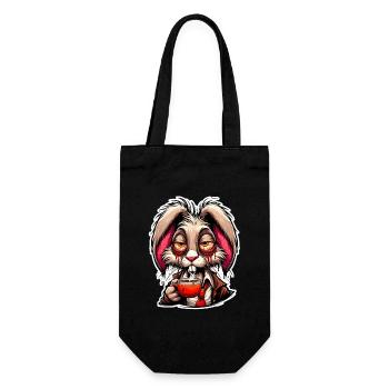 Hase am Morgen vor dem ersten Kaffee - Geschenkbeutel für Flaschen - Schwarz - Vorne