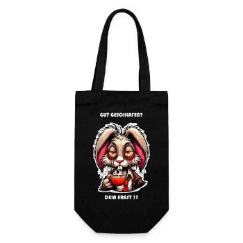 Lapin qui dort trop avec une tasse de café - Sac à bouteille - noir - Devant