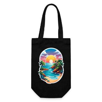 Strandurlaub Sonne Meer - Geschenkbeutel für Flaschen - Schwarz - Vorne