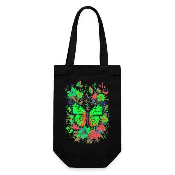 Schmetterling Insekt Schmetterling Natur Sommer bunte Kunst - Geschenkbeutel für Flaschen - Schwarz - Vorne