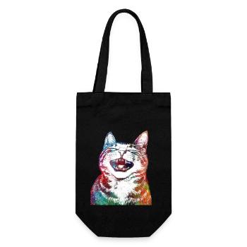 Lustige Katze 1 - Geschenkbeutel für Flaschen - Schwarz - Vorne