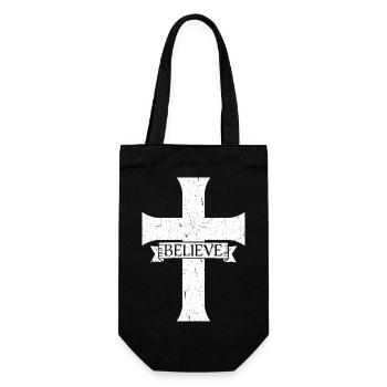 Believe Cross Jesus Christ Faith Christian Lover - Gift Bag for Bottles - black - Front
