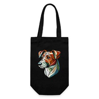 Geometric jack russel dog head, polygon art - Gift Bag for Bottles - black - Front