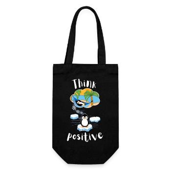 Think positive motivation relax penguin on the beach - Gift Bag for Bottles - black - Front