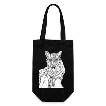 Lines art wolf #wolf - Gift Bag for Bottles - black - Front