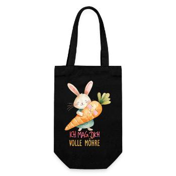 Ich mag Dich volle Möhre - Geschenkbeutel für Flaschen - Schwarz - Vorne