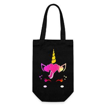Einhorn süße Regenbogen lustige Einhörner magische Fantasie - Geschenkbeutel für Flaschen - Schwarz - Vorne