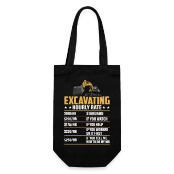 Excavating -Hourly Rate- Excavator Operator - Geschenkbeutel für Flaschen - Schwarz - Vorne