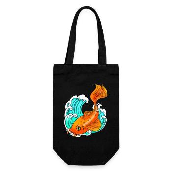 Koi-Karpfen - Welle - Fisch - Geschenkbeutel für Flaschen - Schwarz - Vorne