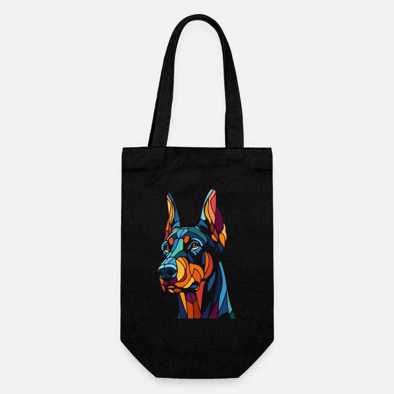 Dobermann Hundekopf - Geschenkbeutel für Flaschen - Schwarz