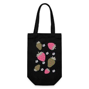 Strawberries Pink Green - Gift Bag for Bottles - black - Front