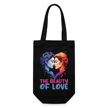THE BEAUTY OF LOVE, TWO LESBIAN WOMEN KISSING - Gift Bag for Bottles - black - Front