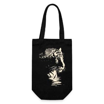 Tiger Wildkatze Jungle - Geschenkbeutel für Flaschen - Schwarz - Vorne