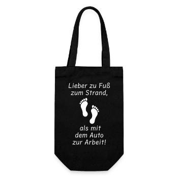 Humorvolles Spruch-Design mit Fußmotiv - Geschenkbeutel für Flaschen - Schwarz - Vorne