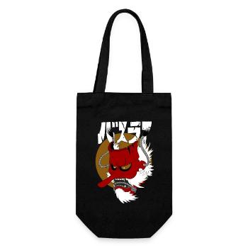 Japanische Dämonenmaske - Geschenkbeutel für Flaschen - Schwarz - Vorne