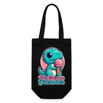 Ice Cream Dreamer Cute T-Rex with Ice Cream Gift - Gift Bag for Bottles - black - Front