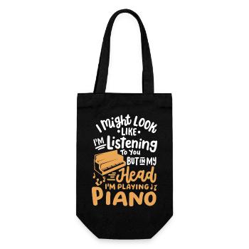 Klavierspieler Pianist - Geschenkbeutel für Flaschen - Schwarz - Vorne