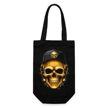 Totenkopf Hip Hop goldene Kappe - Geschenkbeutel für Flaschen - Schwarz - Vorne