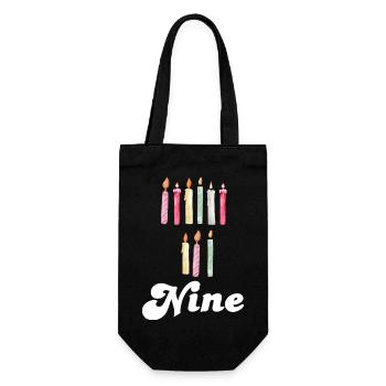 9e anniversaire bougie - Sac à bouteille - noir - Devant