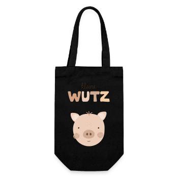 Kleine Wutz beige - Geschenkbeutel für Flaschen - Schwarz - Vorne