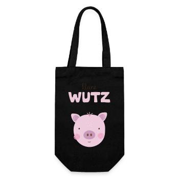 Kleine Wutz rosa Mädchen Geburtstag Kinderzimmer - Geschenkbeutel für Flaschen - Schwarz - Vorne