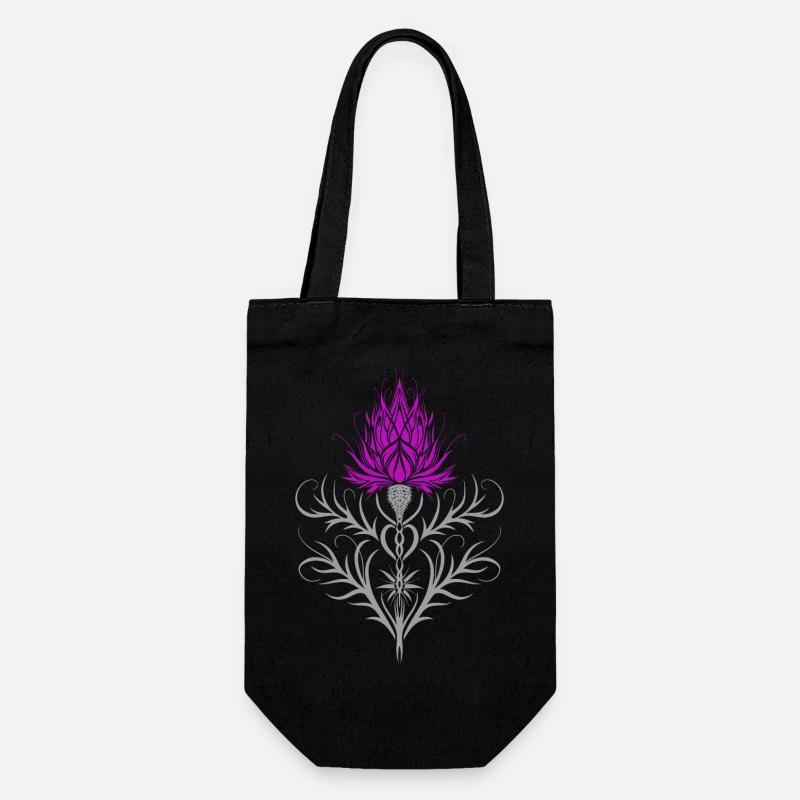 Distel Tattoo Scottish Thistle Botanical Art - Gift Bag for Bottles - black