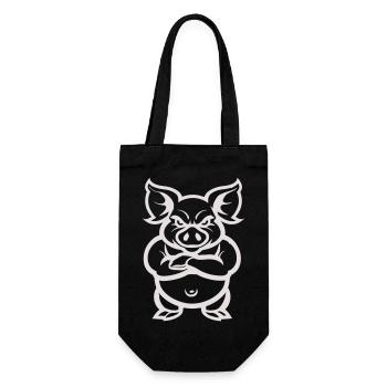 pig animal - Gift Bag for Bottles - black - Front