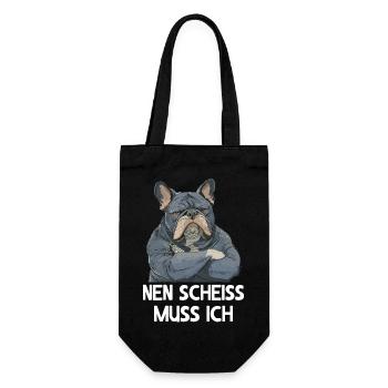 Französische Bulldogge Hund Frenchie Nen scheiss - Geschenkbeutel für Flaschen - Schwarz - Vorne