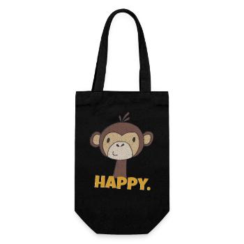 affe happy - Geschenkbeutel für Flaschen - Schwarz - Vorne