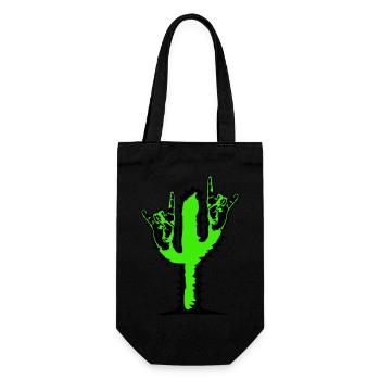 Cactus Plant Heavy Metal Hard Rock Fun Hand Gesture - Gift Bag for Bottles - black - Front