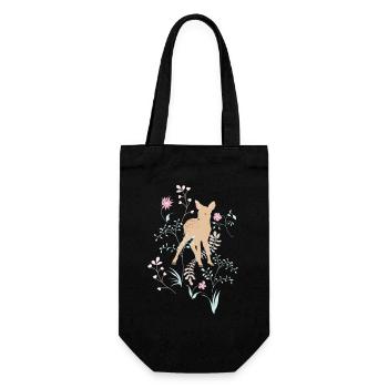 Mignon faon avec des fleurs et des plantes. Chevreuil. - Sac à bouteille - noir - Devant