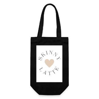 Skinny Latte Word with Coffee Color Heart - Gift Bag for Bottles - black - Front