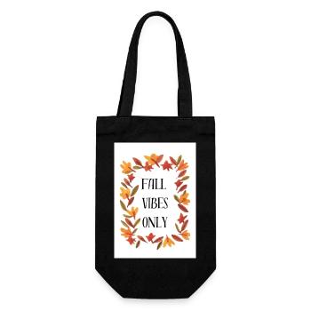 Fall Vibes Only Positive Autumnal Seasonal Saying - Gift Bag for Bottles - black - Front