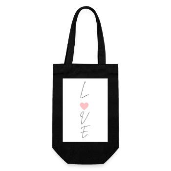 Love thin typography written vertically with heart - Gift Bag for Bottles - black - Front
