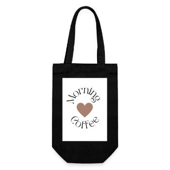 Morning Coffee Typography Logo for Coffee Lovers - Gift Bag for Bottles - black - Front